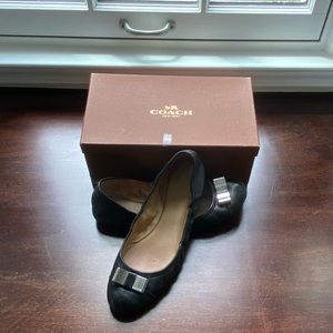 Coach black leather ballet flats